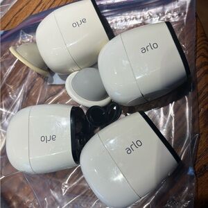 Arlo White Security Camera Set of Four plus magnets Home Security Indoor Outdoor